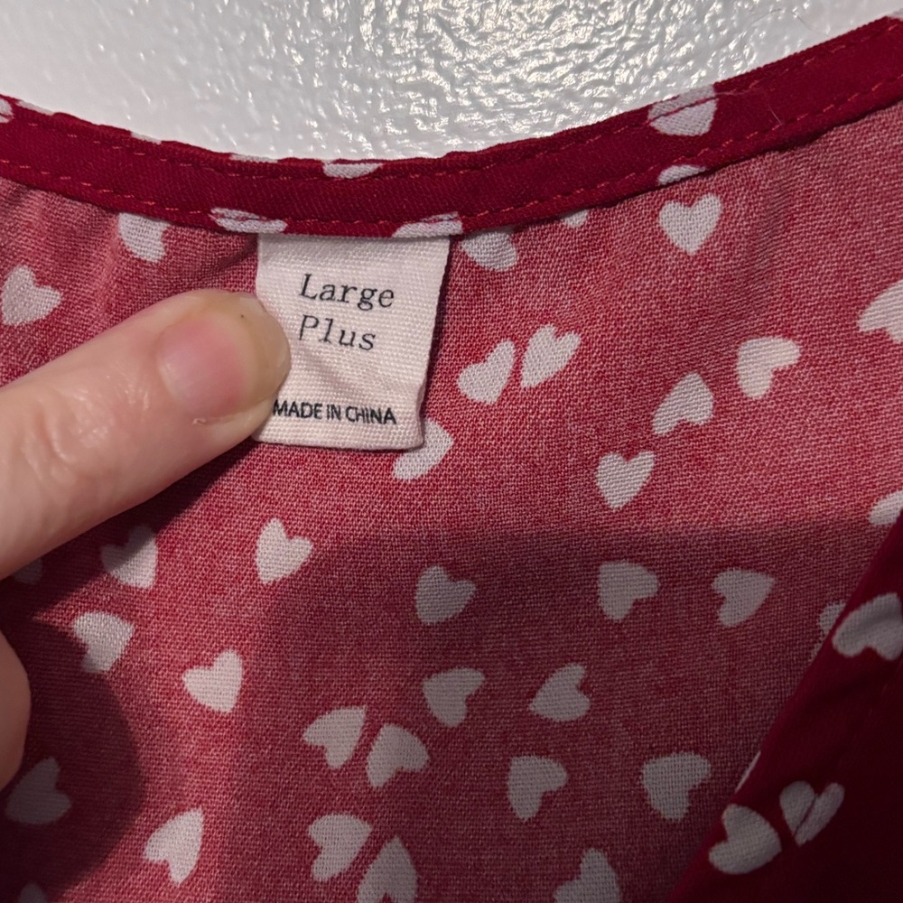 Red Floral V-Neck Short Sleeve Dress L Plus - Picture 4 of 6